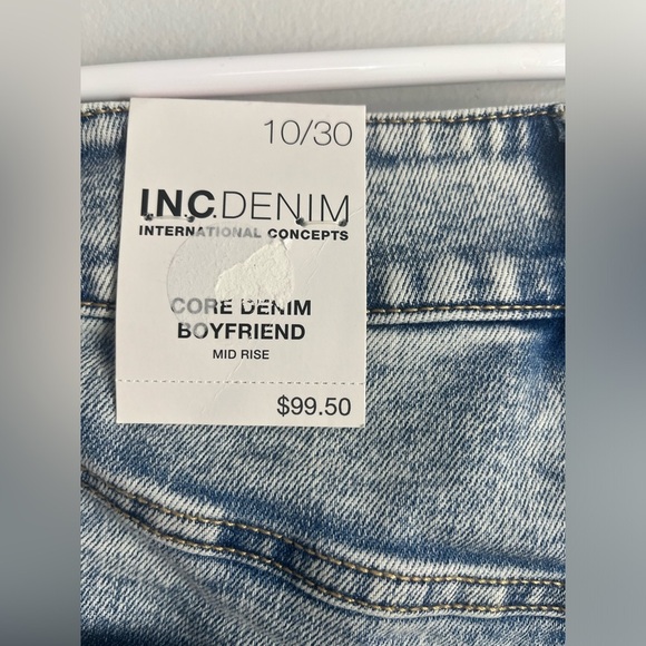 NWT INC international concepts core denim boyfriend mid rise flower size 10 - Picture 5 of 5